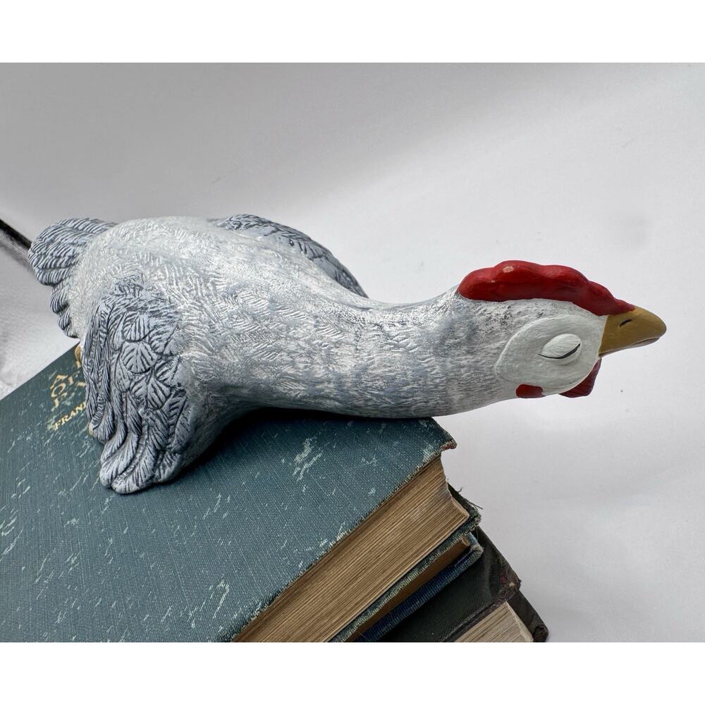 Farmhouse Sleep Napping Chicken Shelf Decor Rustic Country Hen Sculpture - Picture 9 of 11